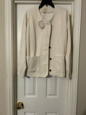 Umgee Cream Textured Button-Front Blazer
